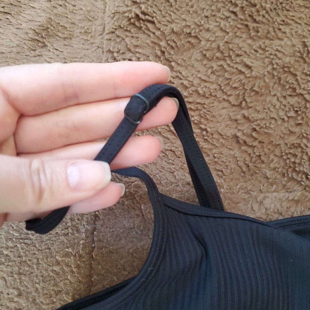 L.A. Hearts by PacSun Ribbed Cropped Swim Tankini Swim Top Swimsuit - Picture 3 of 6
